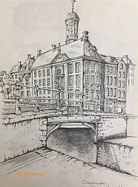 Schets Dokkum Stadhuis