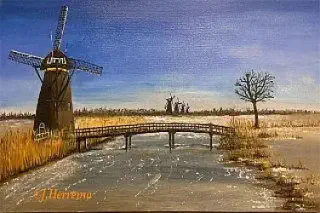 Kinderdijk Olieverf